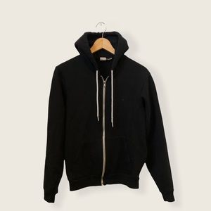 F497 American Apparel Black Drawstring Zip Up Hoodie